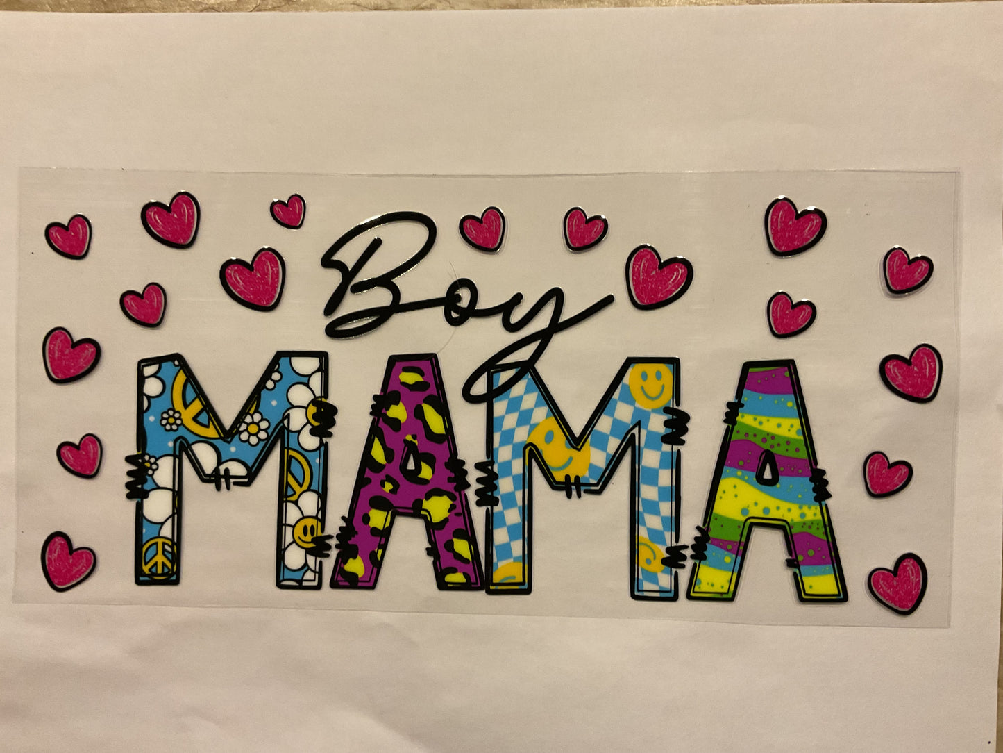 Boy Mama Colorful Prints Pink Hearts