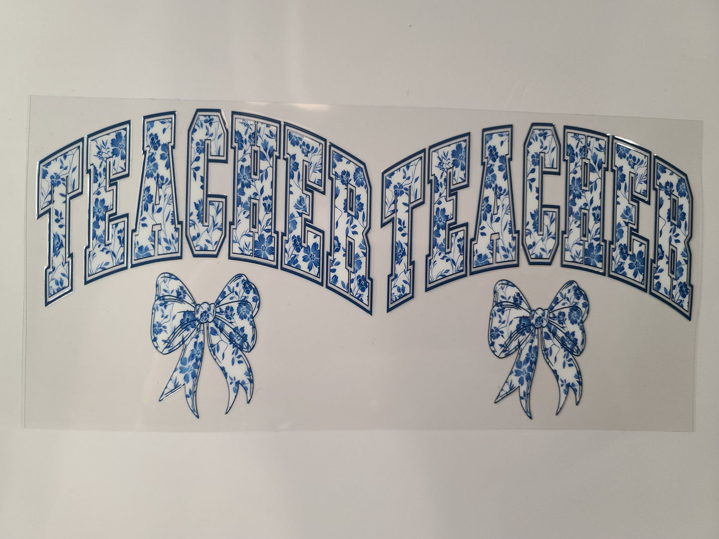 Teacher Blue Floral ~ Decal ONLY (one side)