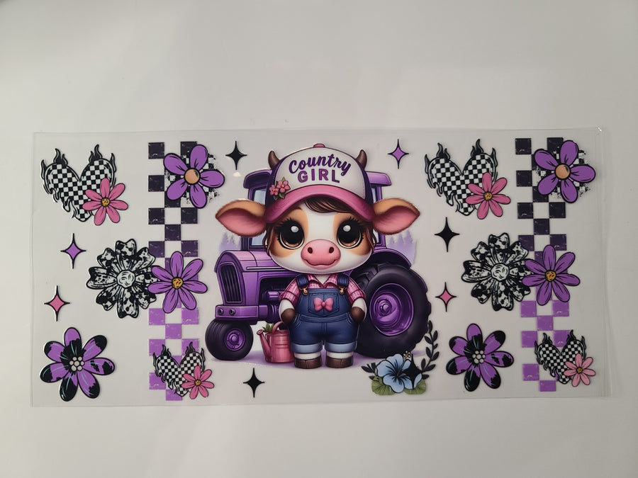 Country Girl Purple Tractor