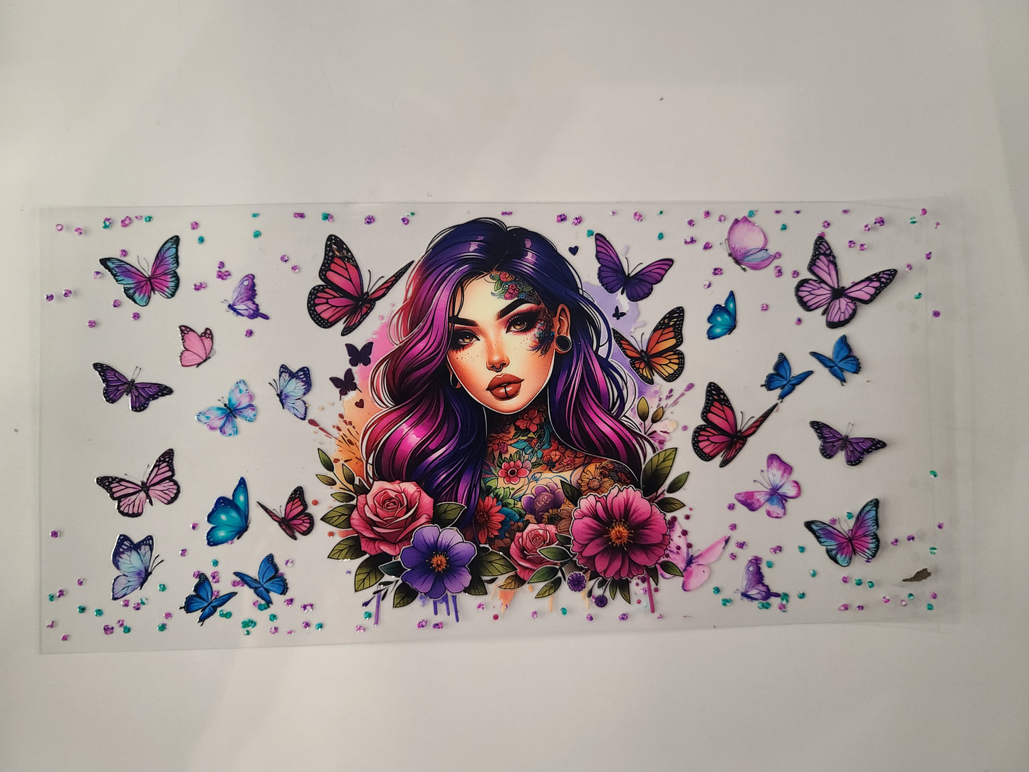Tattoo Girl Butterflies Flowers