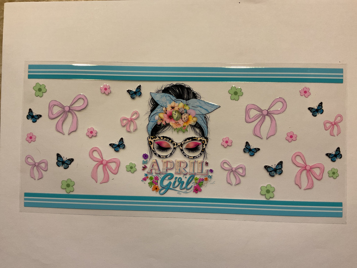 April Girl Bows Flowers Butterflies
