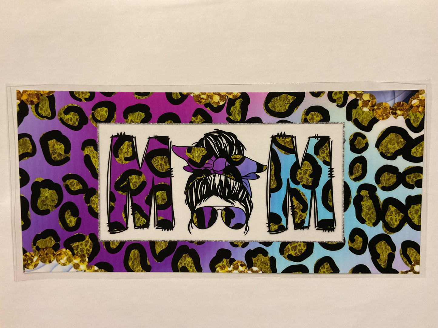 Mom Colorful Cheetah With Sunglasses and Headband Purple and Teal