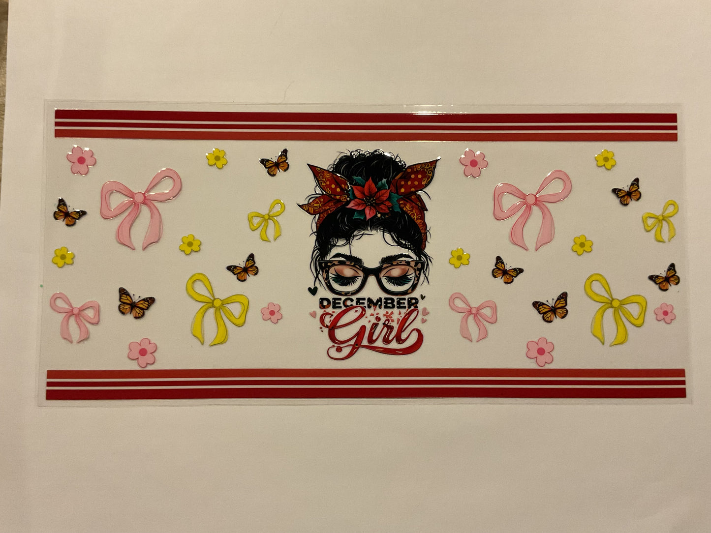 December Girl Bows Flowers Butterflies