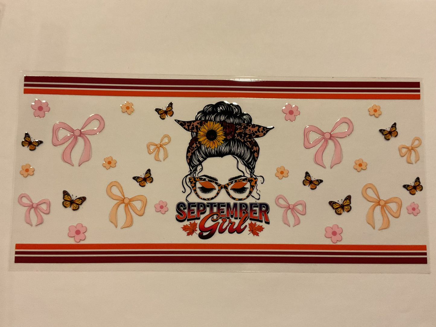 September Girl Bows Flowers Butterflies