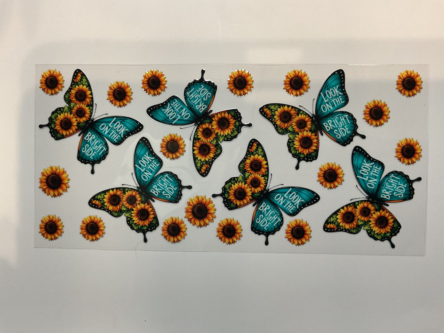 Look On The Bright Side Sunflowers and Butterflies Quote