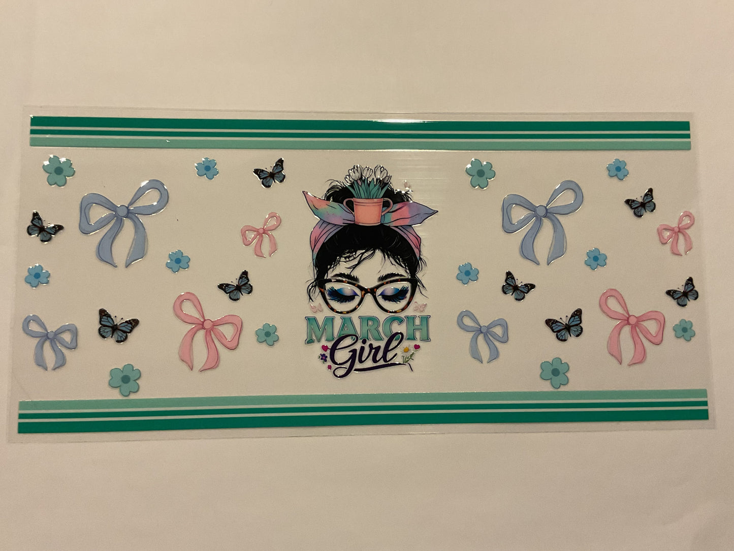 March Girl Bows Flowers Butterflies