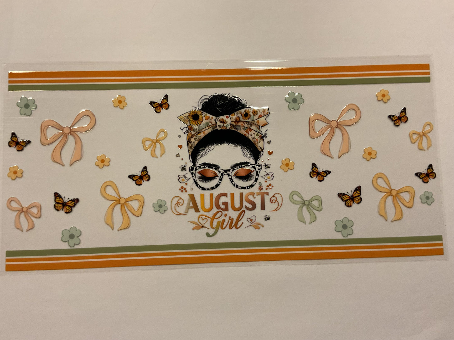 August Girl Bows Flowers Butterflies