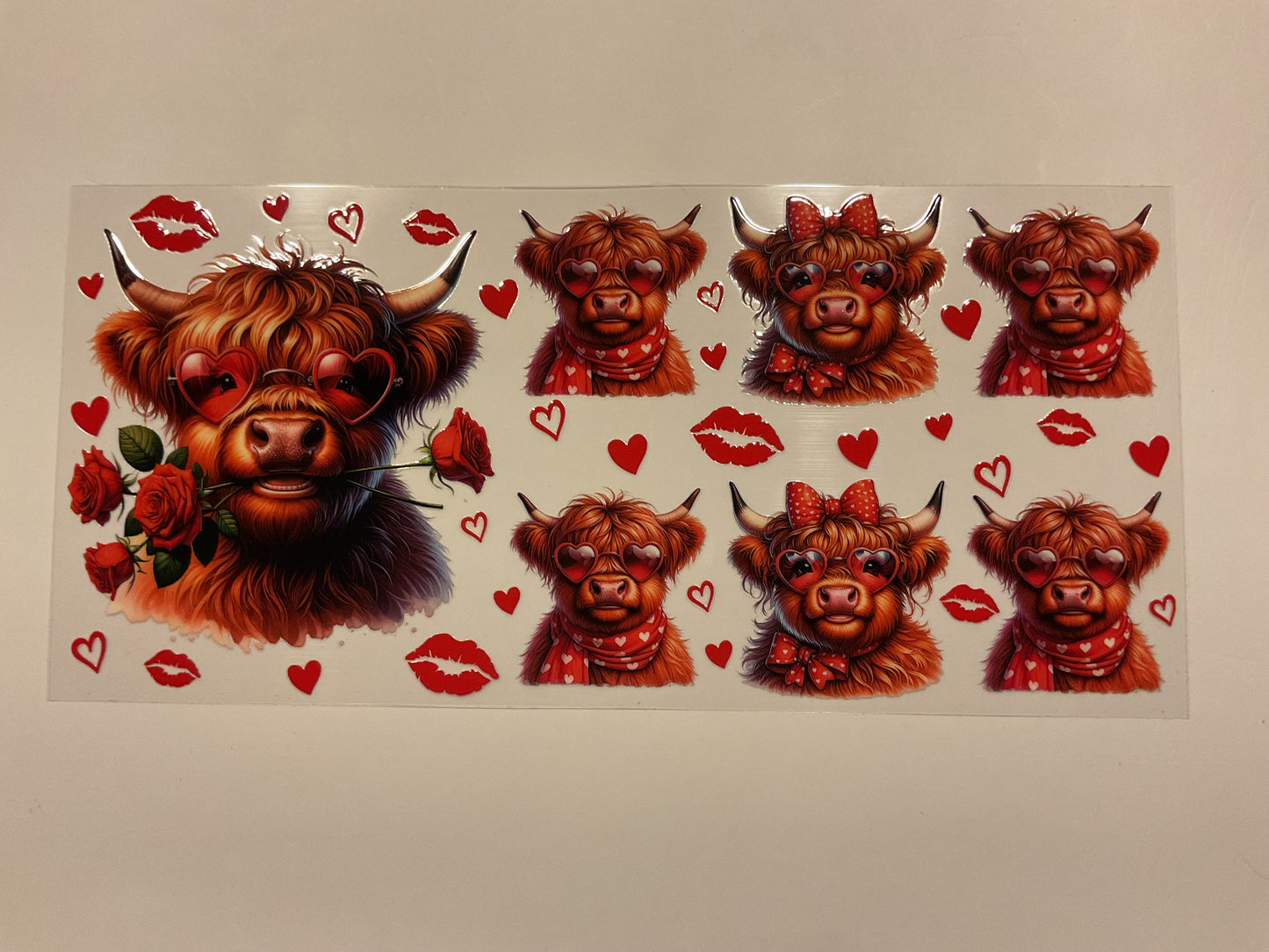 Valentines Highland Cow Glasses Rose