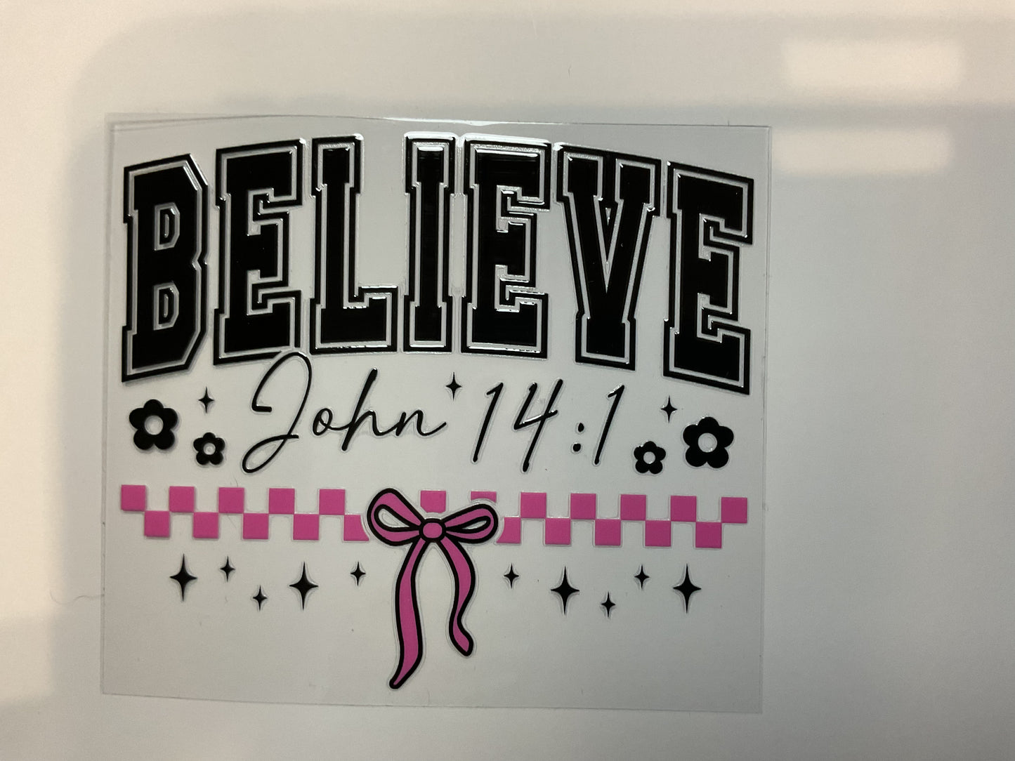 Believe Pink Bow ~ Decal Faith