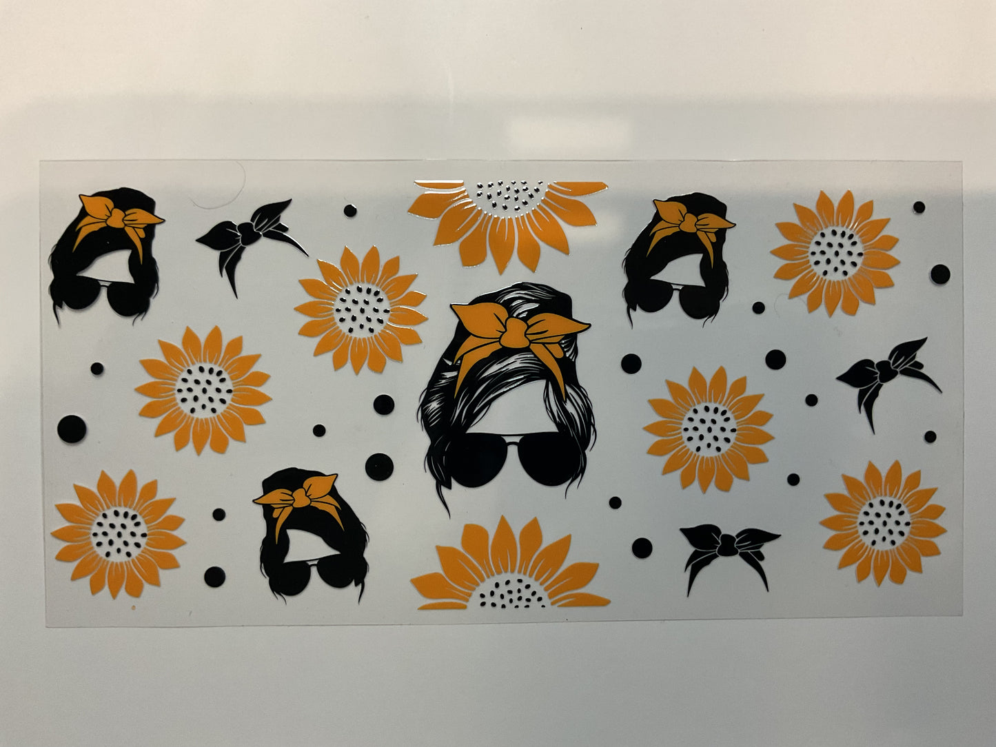 Girl Head With Sunglasses and Sunflowers
