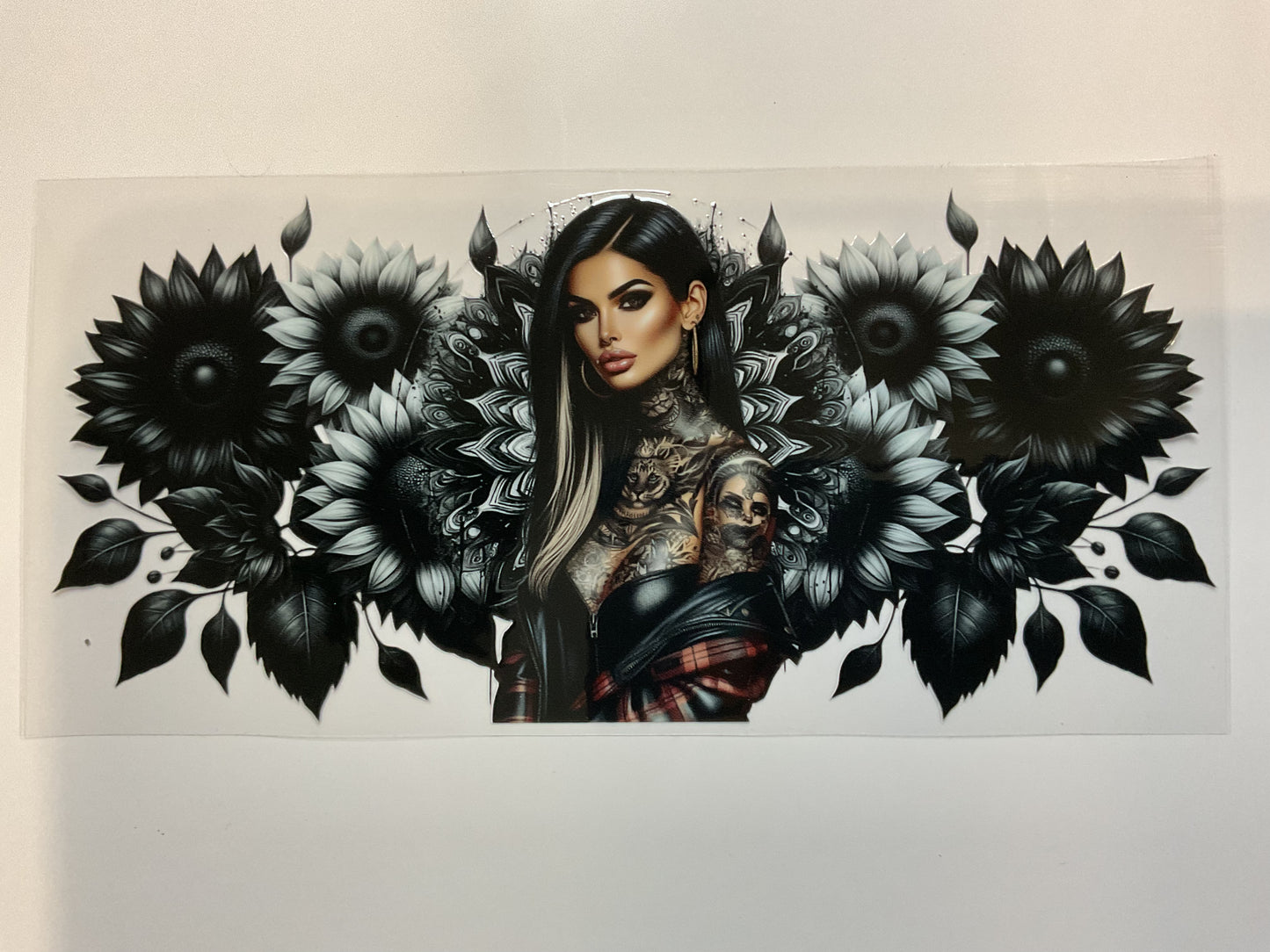 Tattoo Girl With Black Flowers