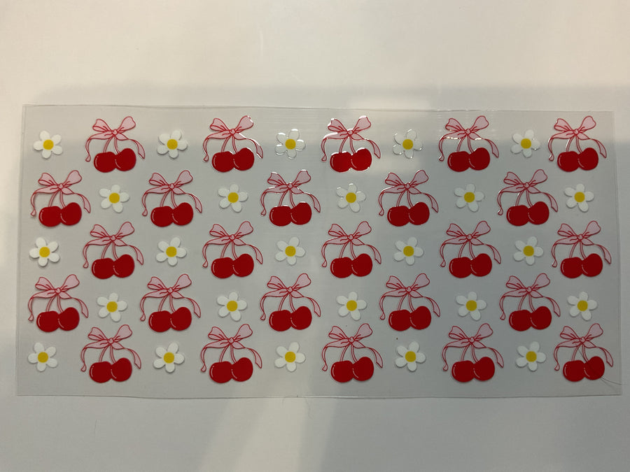 Cherries and White Flowers