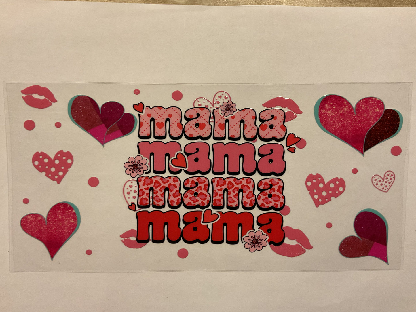 Mama Pink Red Purple Hearts and Lips