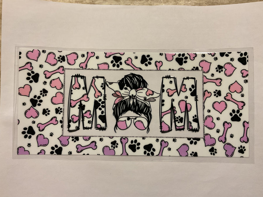 Dog Mom Pink and Purple Dog Bones and Paws