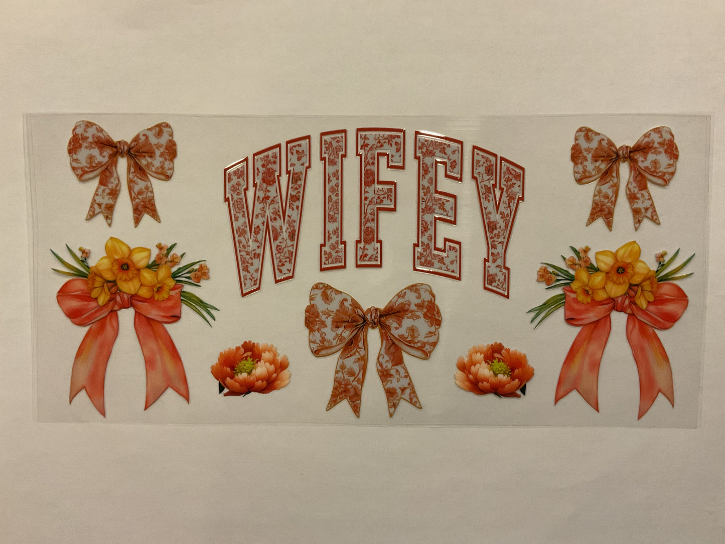 Wifey Orange Floral Bows and Flowers