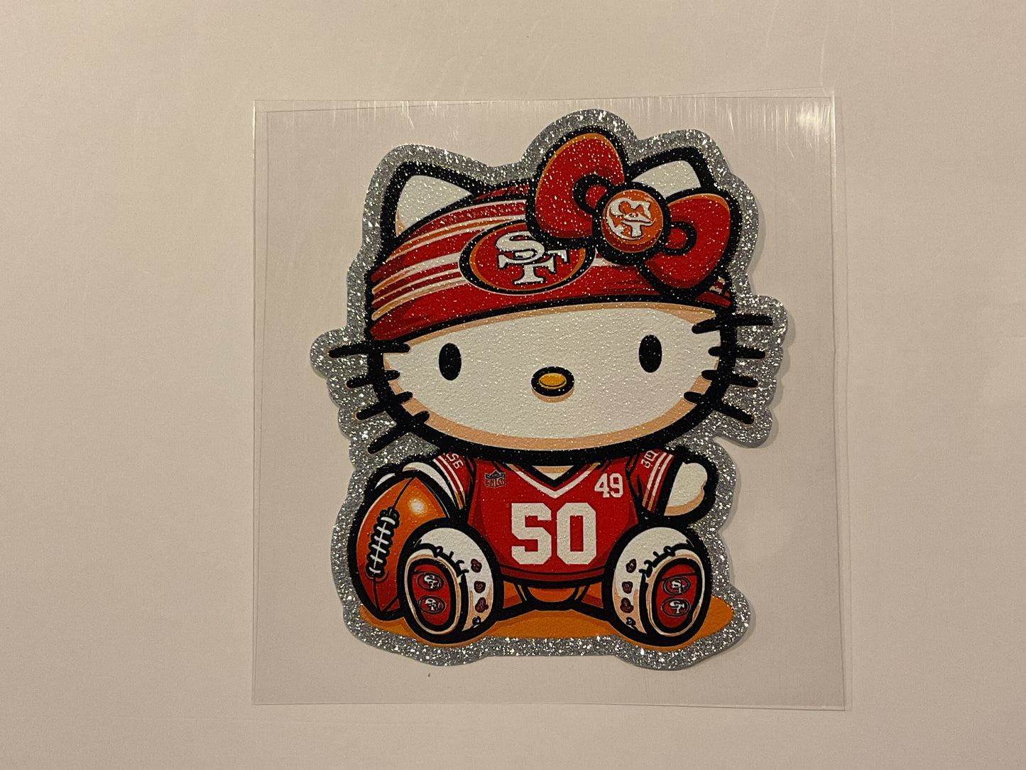 Glitter Hello Kitty 49er’s Football ~ Decal