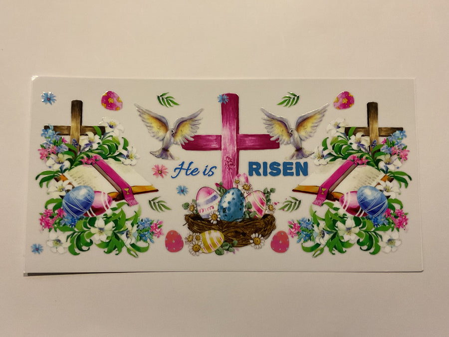 Easter ‘He Is Risen’ Doves, Bible Cross