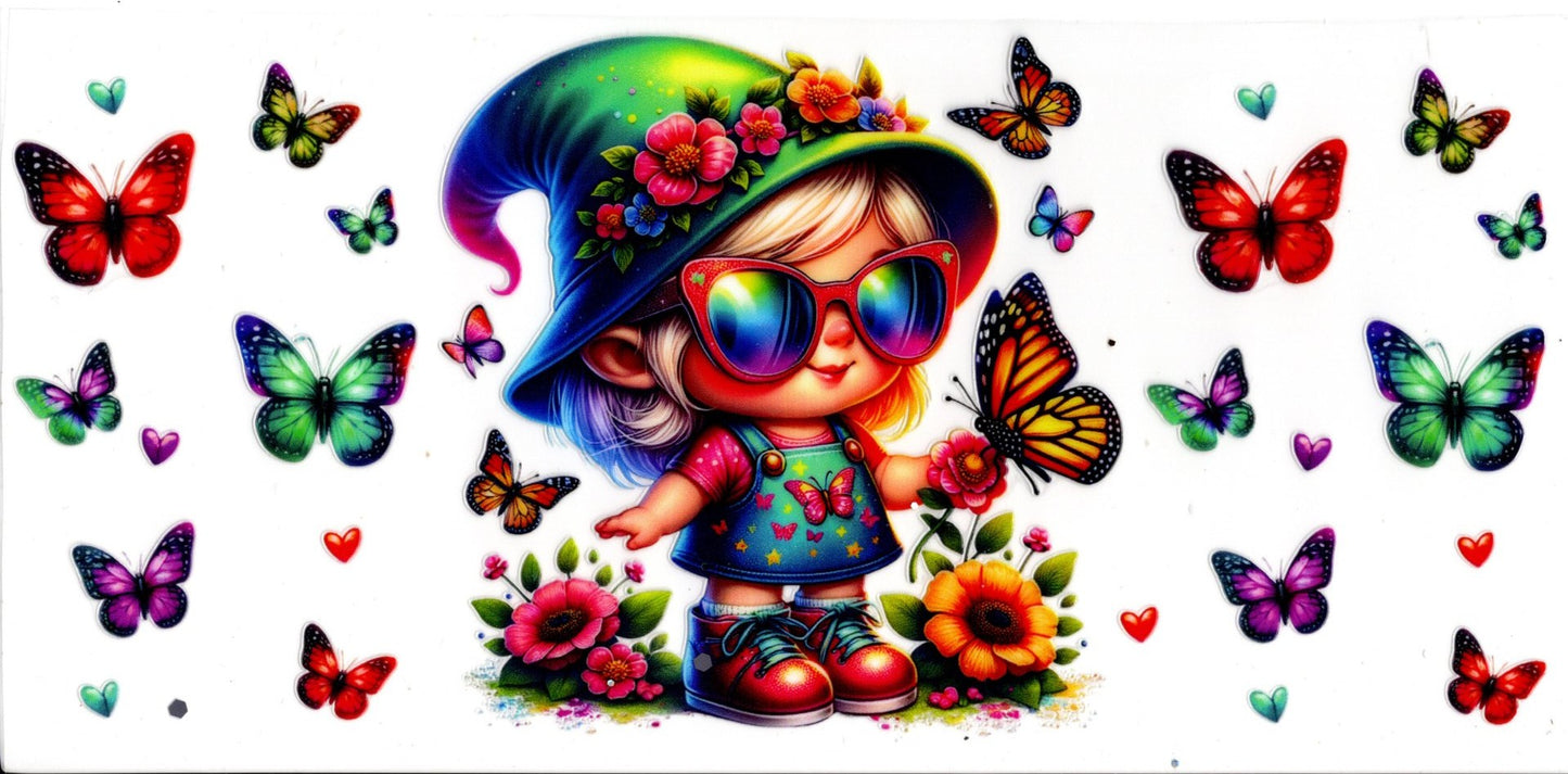 Girl Gnome With Butterflies