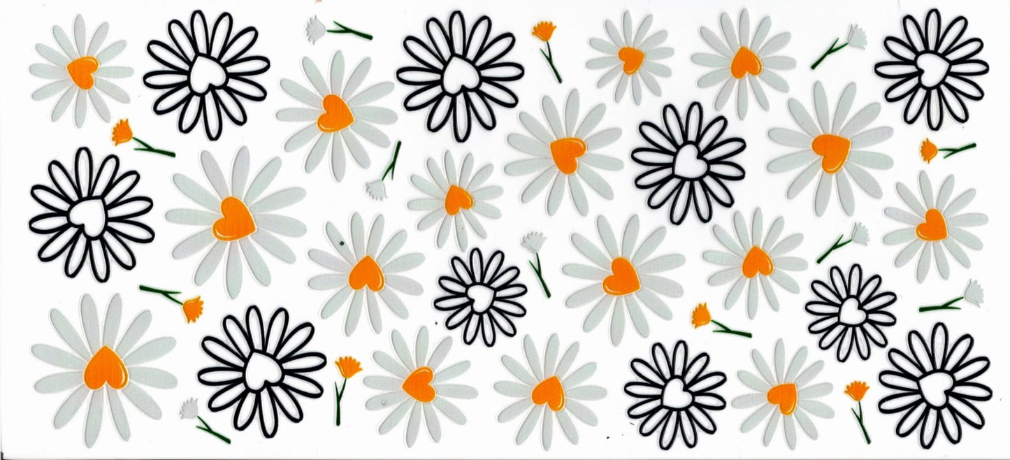 Daisies White and Black Outline