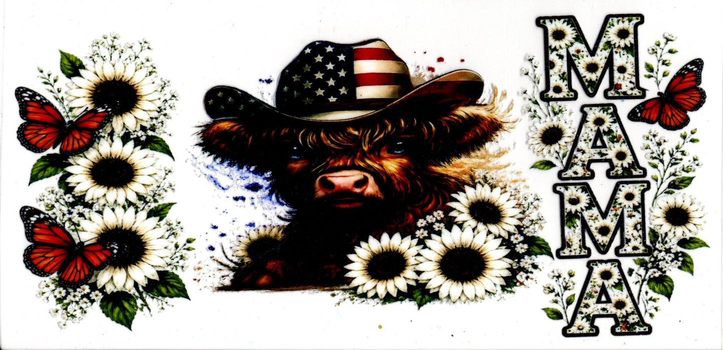 Highland Cow American Flag Hat Mama