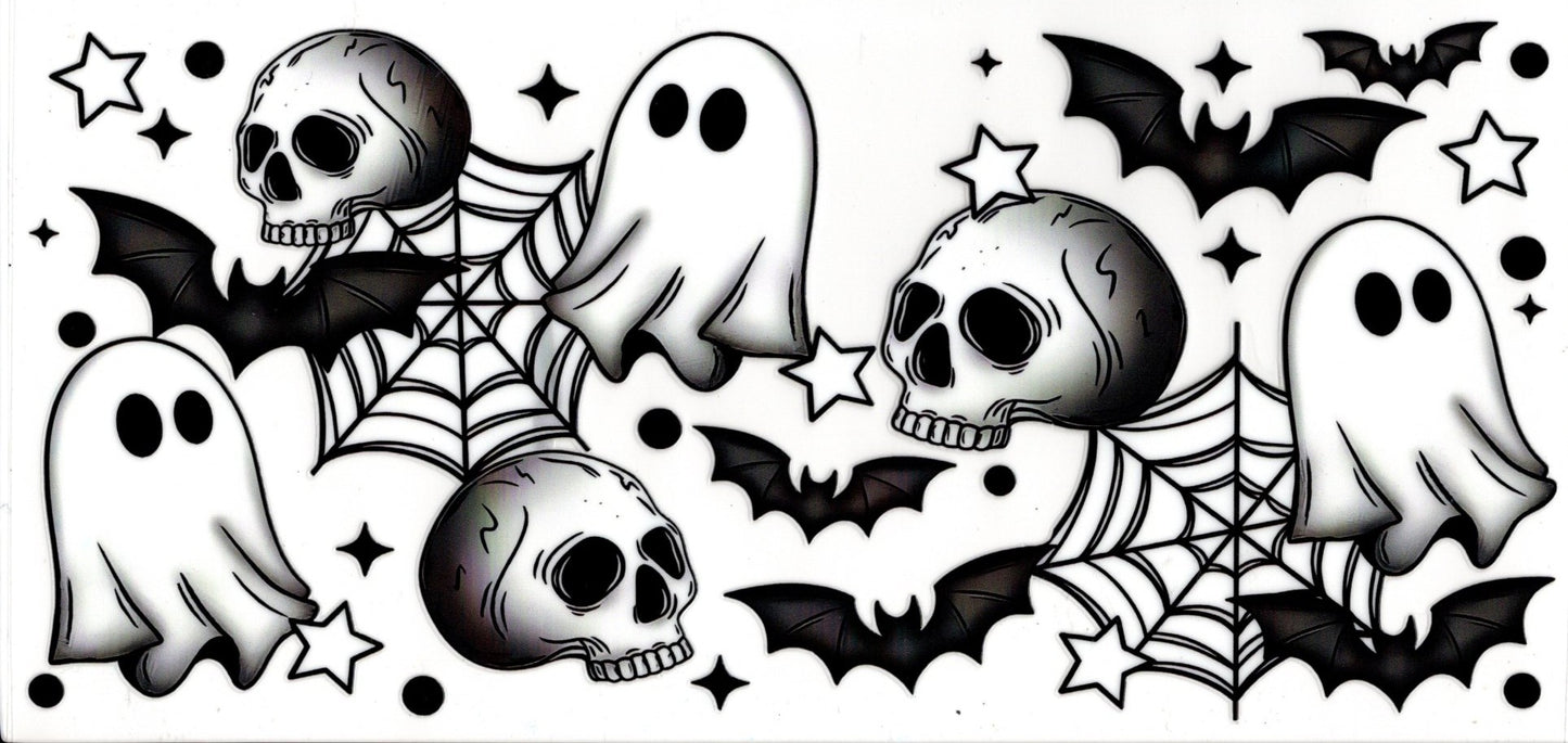 Halloween Ghosts and Skeletons Bats Webs
