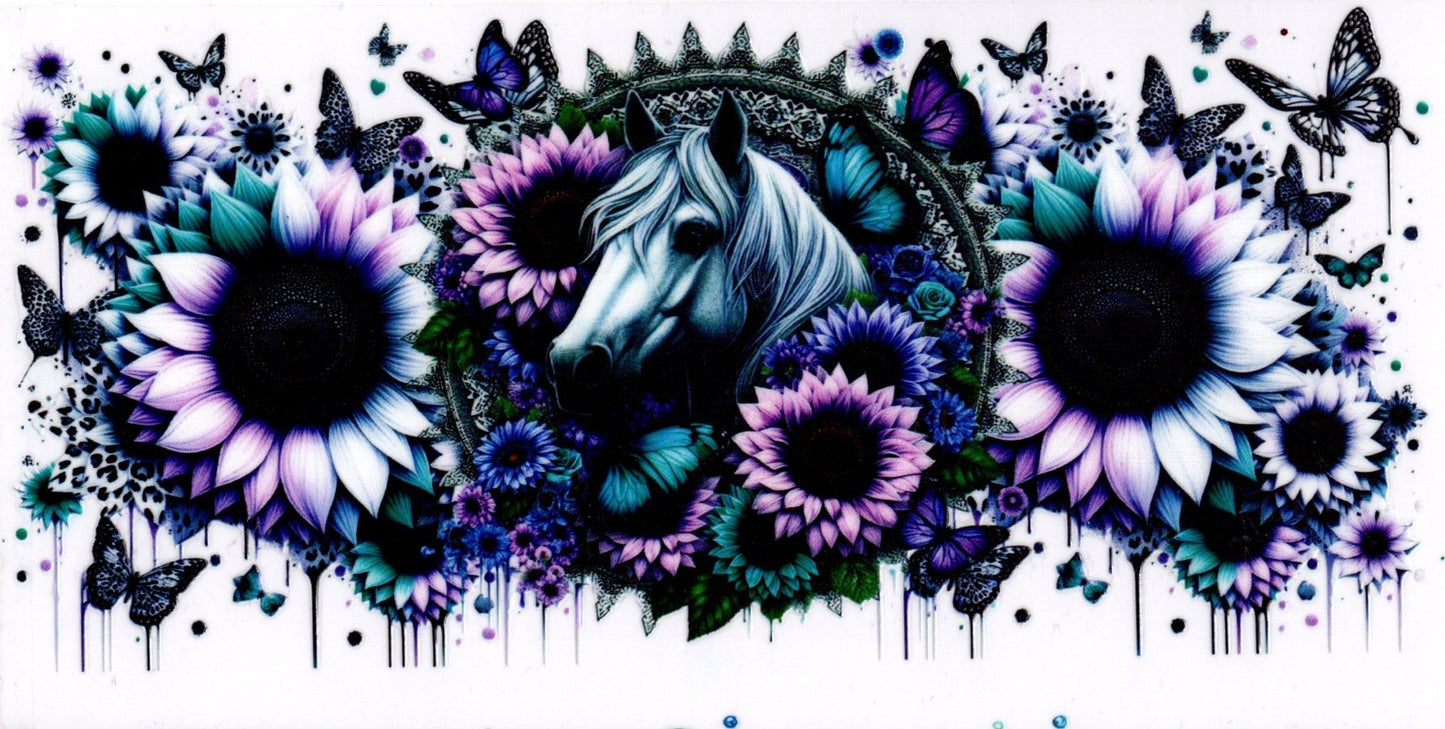 Horse, Flowers and Butterflies