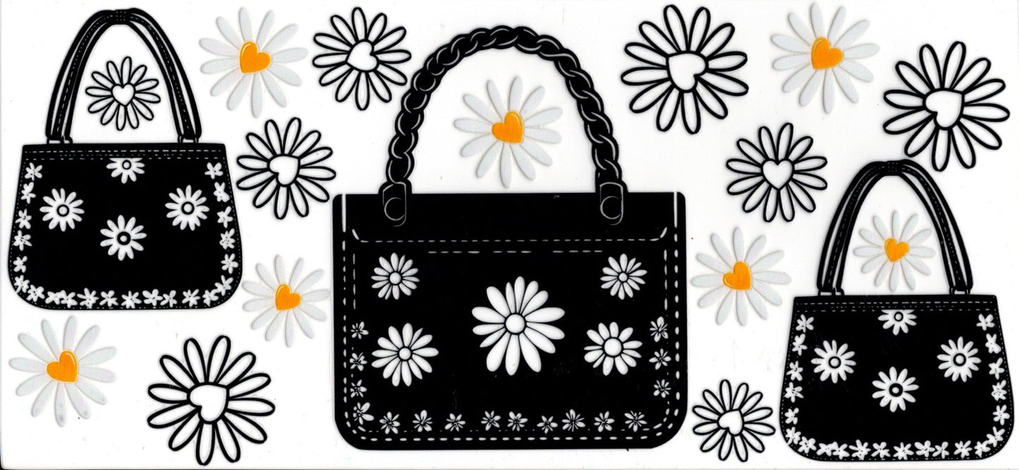 Black Bag with Daisies ~ Flowers