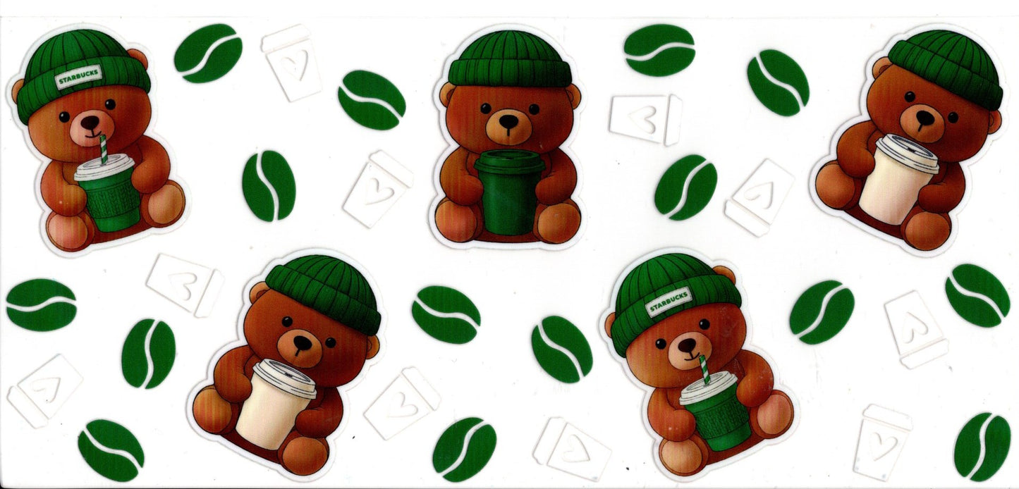 Green and White Starbucks Bears and Coffee Beans
