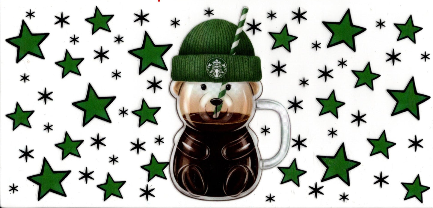 Green Starbucks Bear and Stars