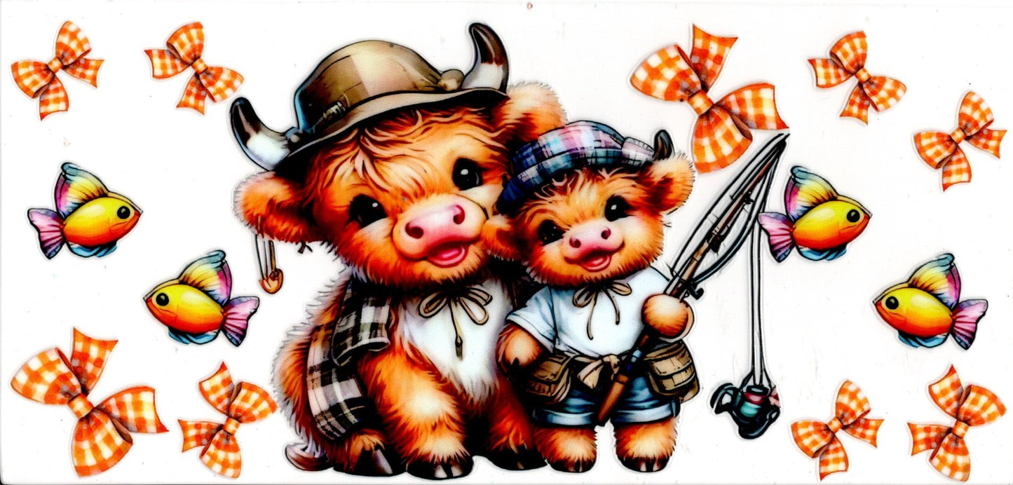 Highland Cow Daddy and Me Fishing
