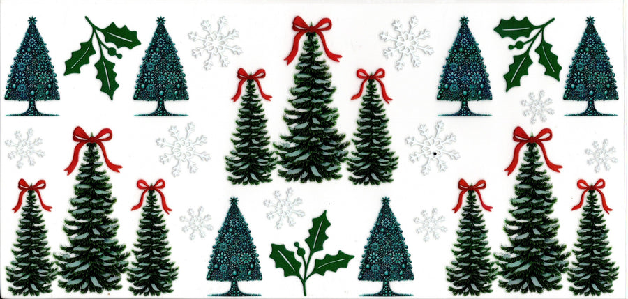 Christmas Trees Snowflakes and Bows