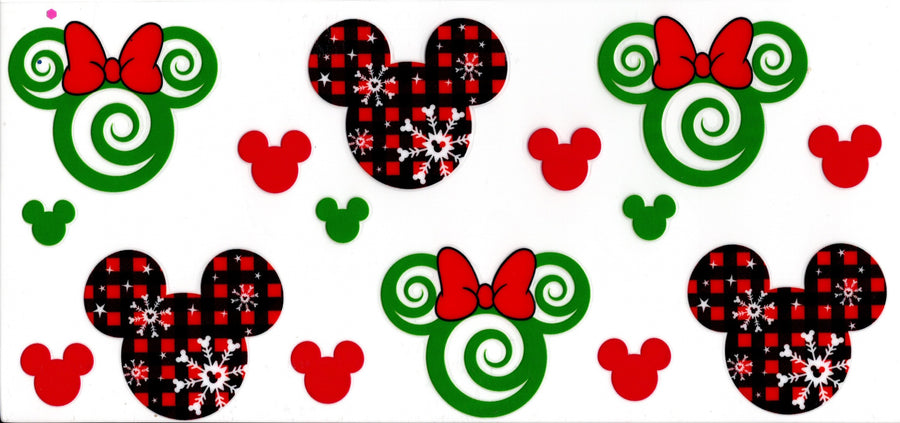 Mickey and Minnie Christmas Heads ~ Plaid and Green
