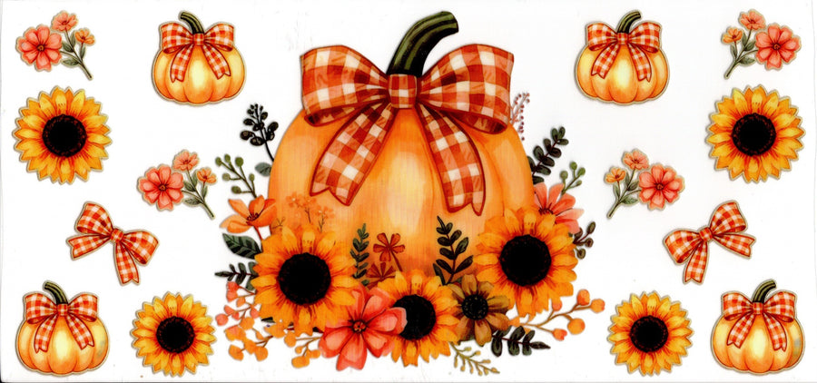 Fall Pumpkin and Sunflowers
