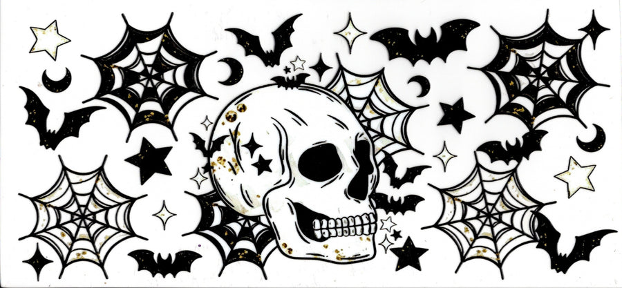 Halloween Skull and Bats
