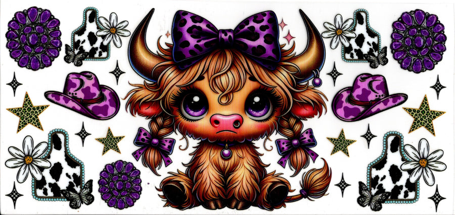 Highland Cow and Western Things ~ Purple Cheetah Bow