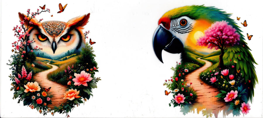 Owl and Parrot Floral