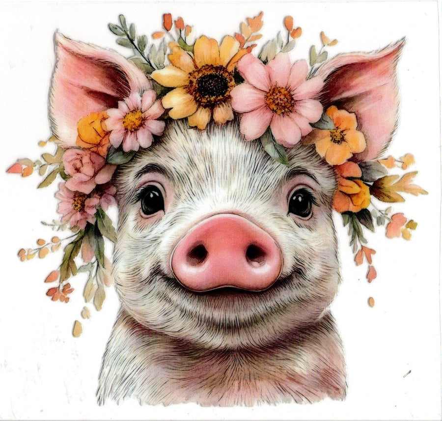 Pig With Floral Crown