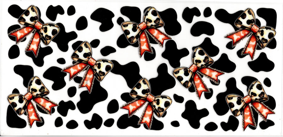 Cow Print Bows With Red Ribbon
