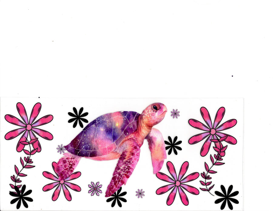 Pink/Purple Turtle and Flowers