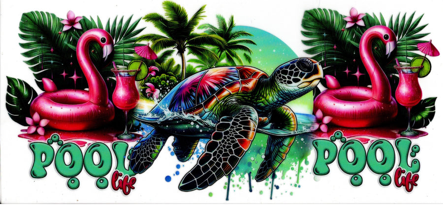 Pool Life ~ Turtle and Flamingos