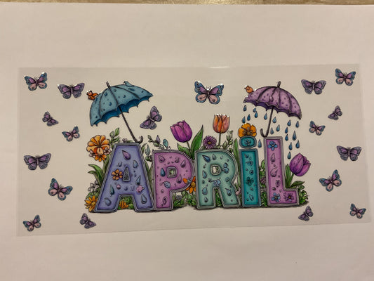 April Seasonal Umbrellas Flowers Butterflies