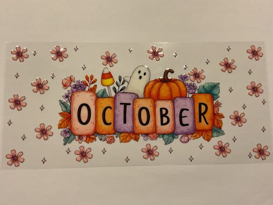 October Seasonal Ghosts Pumpkins Flowers