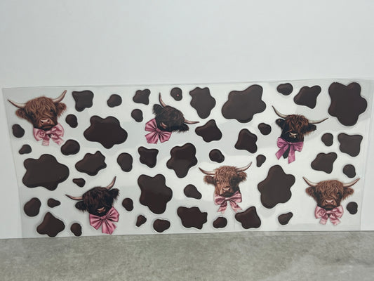 Highland Cow Pink Bows Cow Spots