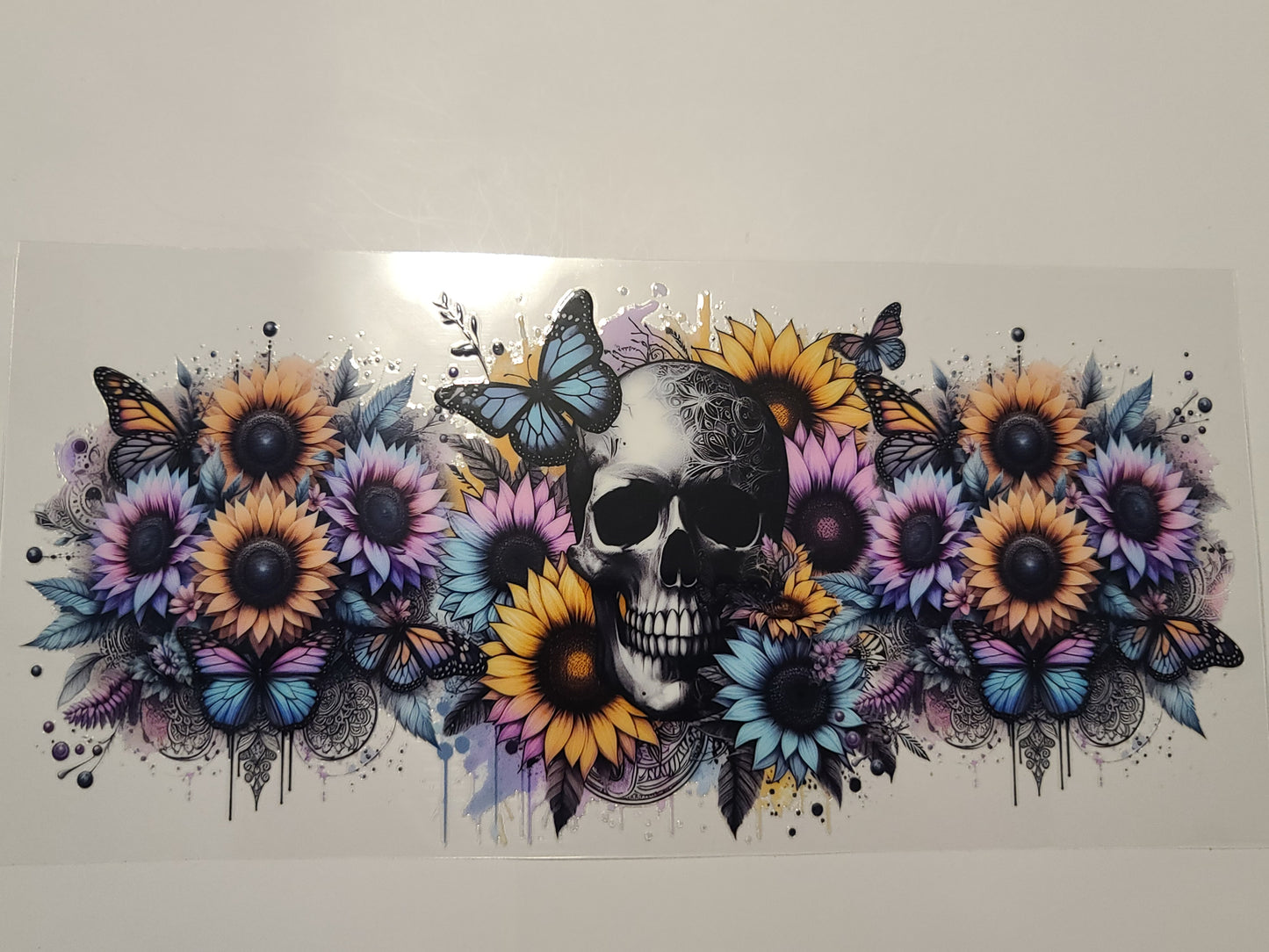 Colorful Sunflowers Skull