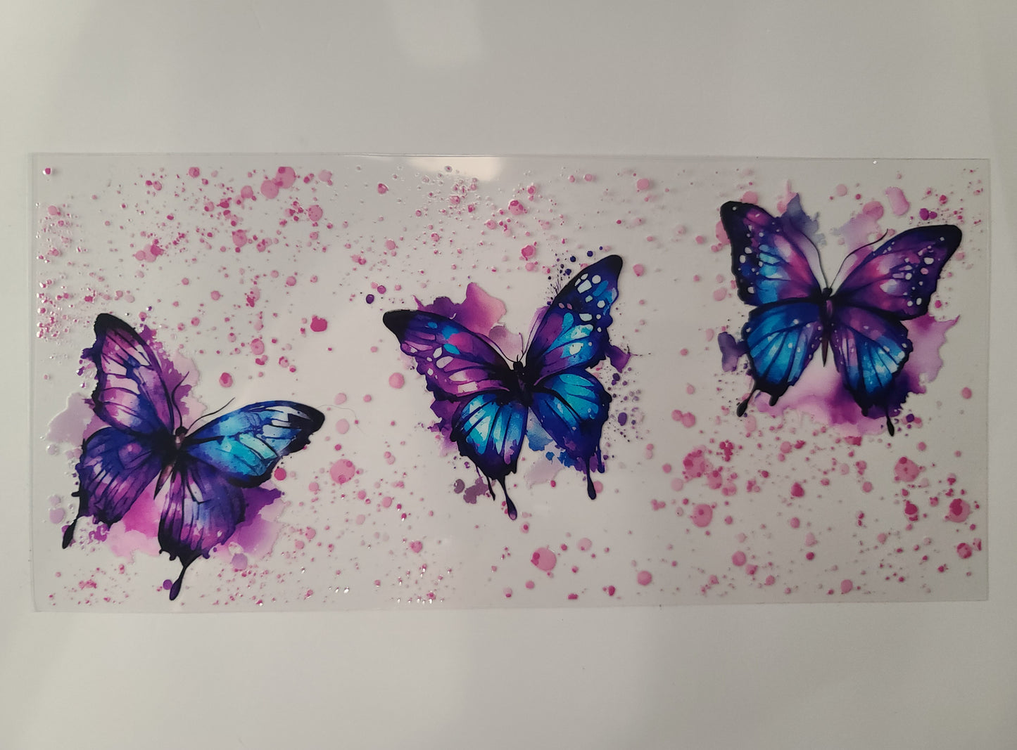 Blue and Purple Butterflies Pink Paint