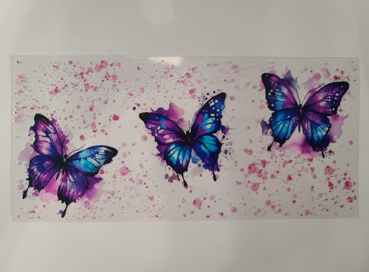 Blue and Purple Butterflies Pink Paint