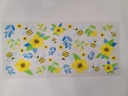 Yellow Flowers Blue Leaves Bees