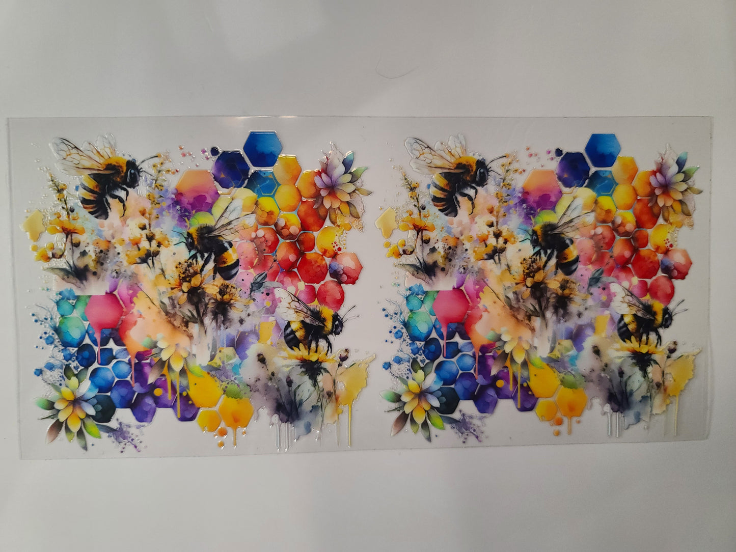 Honey Bees Colorful Honeycomb