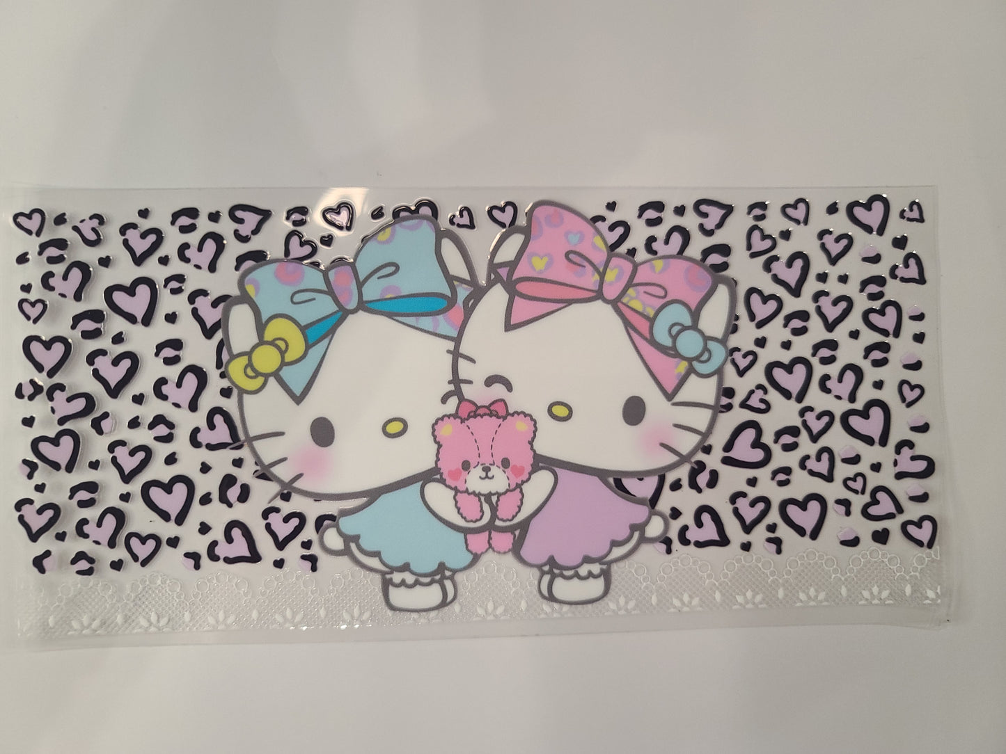 Pink and Blue Hello Kitty Pink Leopard Print