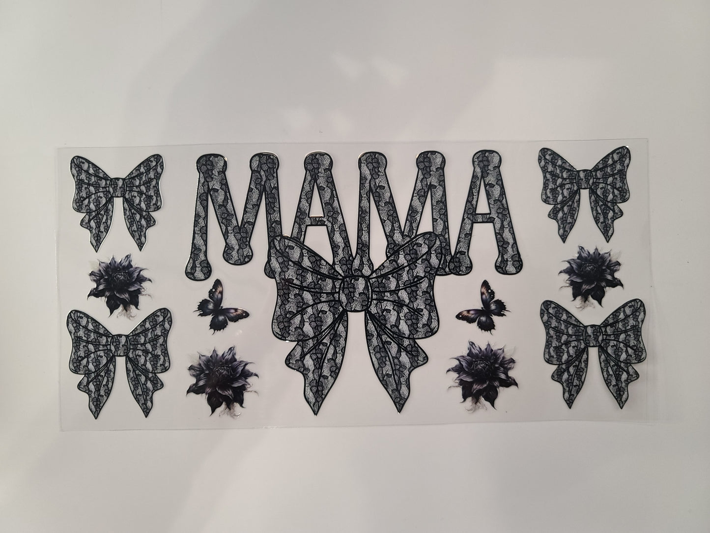 Black and Gray Lace and Bows Mama